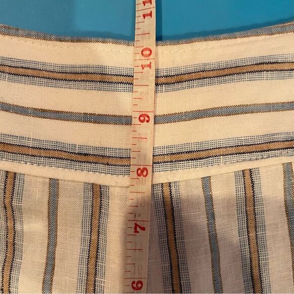 Lou & Grey SZ 0 Wide Leg 100% Linen Pants White Blue Minimalist Capsule Wardrobe - Picture 7 of 9